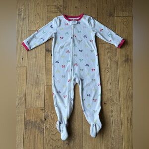 Carter’s Fleece Bow Print Footie Sleeper Pajama size 3T